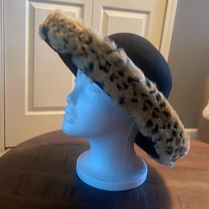 Women Hat trimmed with Leopard print